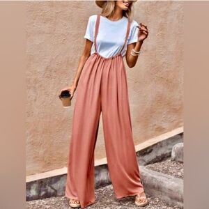 Wide Leg Suspender Pants